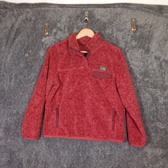 L.L. Bean Rust Pullover Fleece Vintage 4 Snap Button Closure Womens Large - Picture 1 of 6